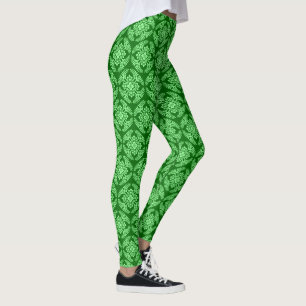 Japanese Medallion Pattern, Dark Jade Green Leggings