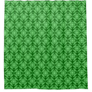 Japanese Medallion Pattern, Dark Jade Green Shower Curtain