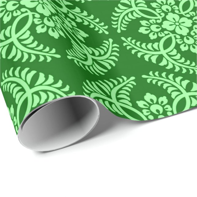 Japanese Medallion Pattern, Dark Jade Green Wrapping Paper (Roll Corner)
