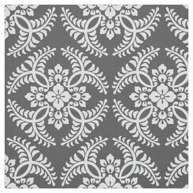 Japanese Medallion Pattern, Grey / Grey & White Fabric (Swatch)