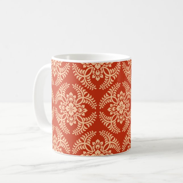 Japanese Medallion Pattern, Mandarin Orange  Coffee Mug (Front Left)