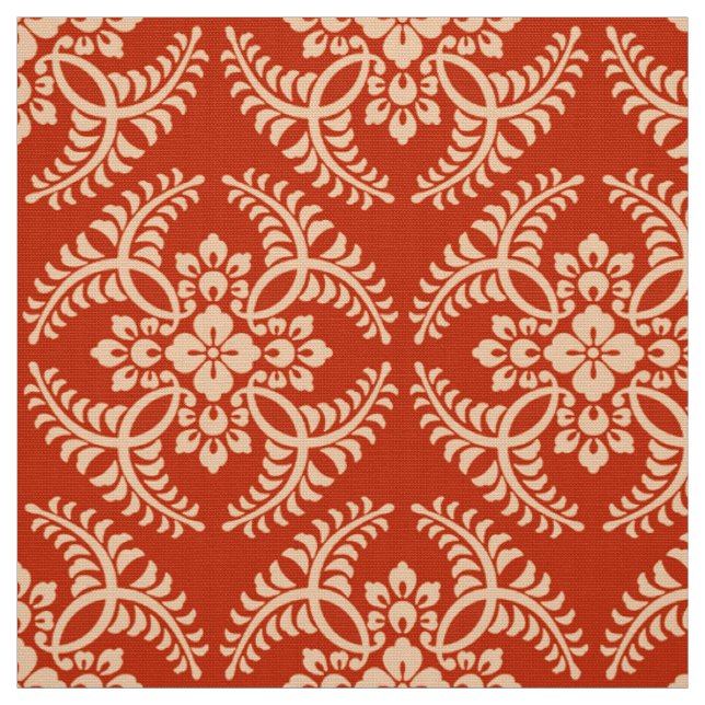 Japanese Medallion Pattern, Mandarin Orange Fabric (Swatch)