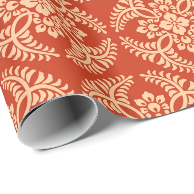 Japanese Medallion Pattern, Mandarin Orange Wrapping Paper (Roll Corner)