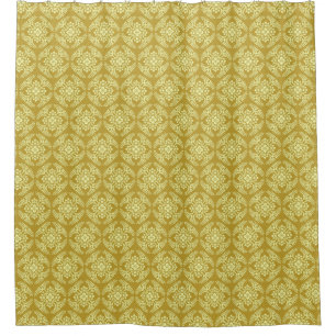 Japanese Medallion Pattern, Mustard Yellow Shower Curtain