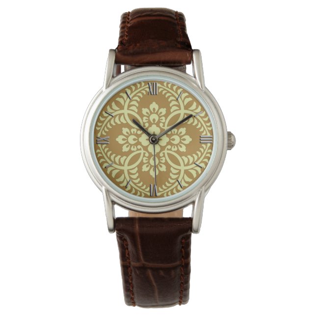 Japanese Medallion Pattern, Mustard Yellow Watch (Front)
