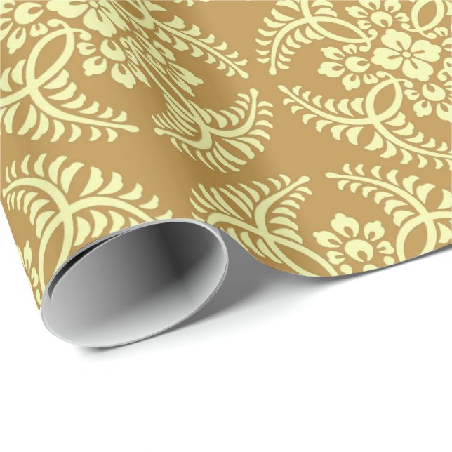Japanese Medallion Pattern, Mustard Yellow Wrapping Paper (Roll Corner)