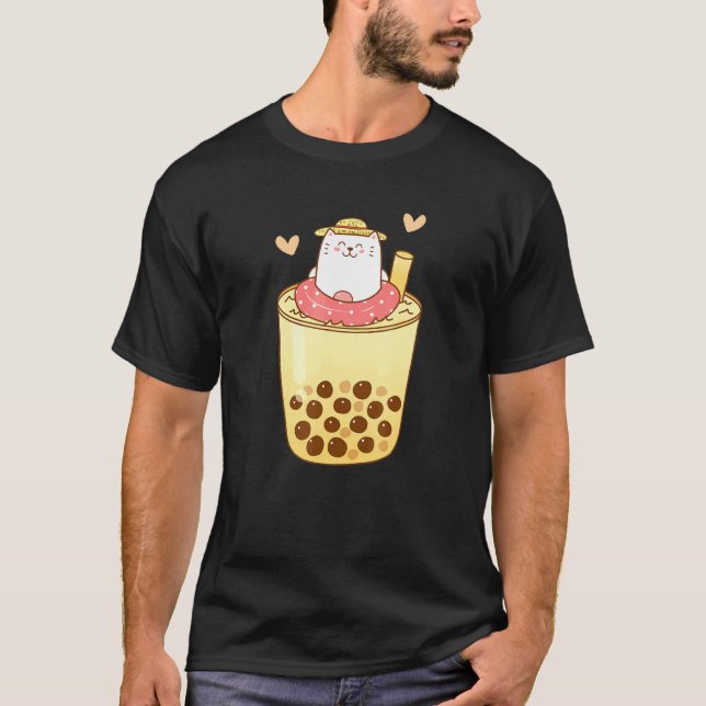 Japanese Milk Tea Cat Love R Dad Mum Boy Girl T-Shirt (Front)