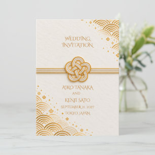 Japanese Mizuhiki Gold Wedding Invitation