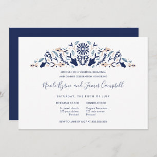 Japanese  Modern Koi Fish Rehearsal Dinner wedding Invitation