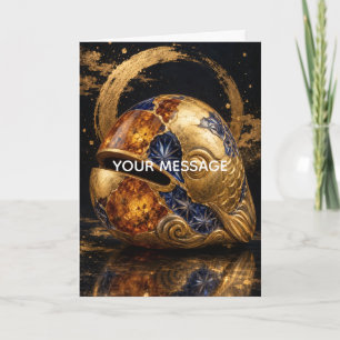 Japanese Mokugyo Wooden Fish Gold Personalized Card
