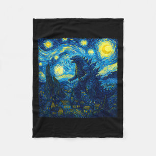 Japanese Monster Kaiju Van Gogh Starry Night  Fleece Blanket
