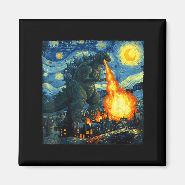 Japanese Monster Kaiju Van Gogh Starry Night  Magnet (Front)