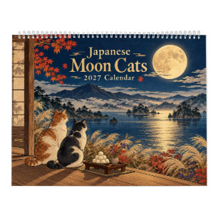 Japanese Moon Cats 2027 Calendar Vintage Ukiyo-e
