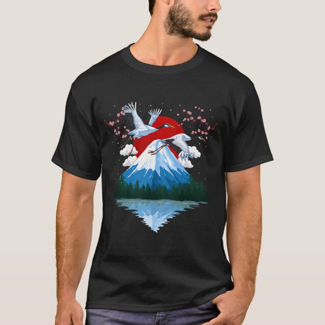 Japanese Mountain Cranes T-Shirt (Front)