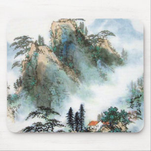 Japanese Mountain Watercolor Mouse Pad