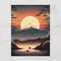 Japanese Mountains and Fishermen Ukiyo e