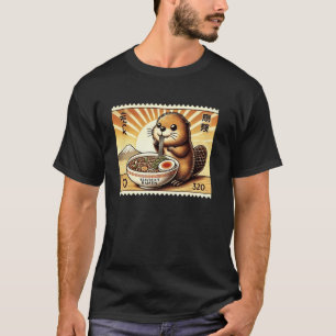 Japanese Mt. Fuji Sunset Postage Stamp Baby Beaver T-Shirt