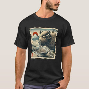Japanese Mt. Fuji Sunset Postage Stamp Noodles Bis T-Shirt
