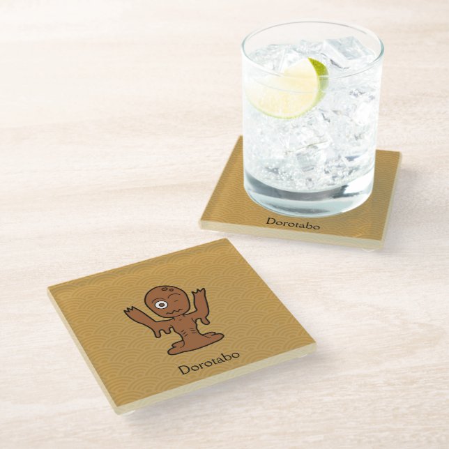 Japanese Mud Zombie Dorotabo: Cartoon Yokai Glass Coaster (Angled)