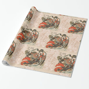 JAPANESE MYTHICAL BIRD WITH HUMAN HEAD Karyōbinga  Wrapping Paper