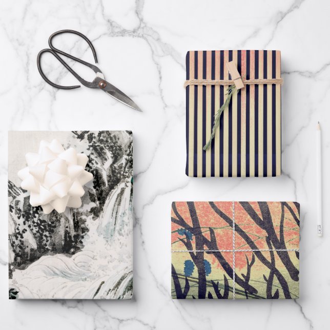 JAPANESE NATURE ART Paper Flat Sheet Set of 3 (Front)