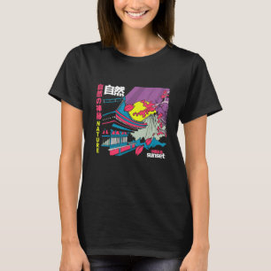 Japanese Nature Sunset Esoteric Retro Design T-Shirt