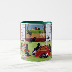 Japanese New Year's Day Labradors Two-Tone Coffee Mug