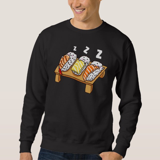 Japanese Nigiri Sushi Sleeping On Sushi Board Sweatshirt (Front)