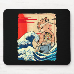 Japanese Ninja Art and Japan Karate Jujutsu Cat Mouse Pad