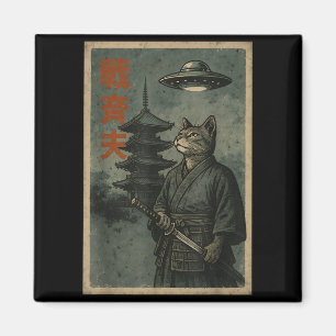 Japanese Ninja Cat Ufo Temple Ukiyo-e Art Men Wome Magnet