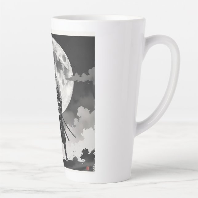japanese ninja Moon Night Ninja Quiet Guardian Latte Mug (Right)