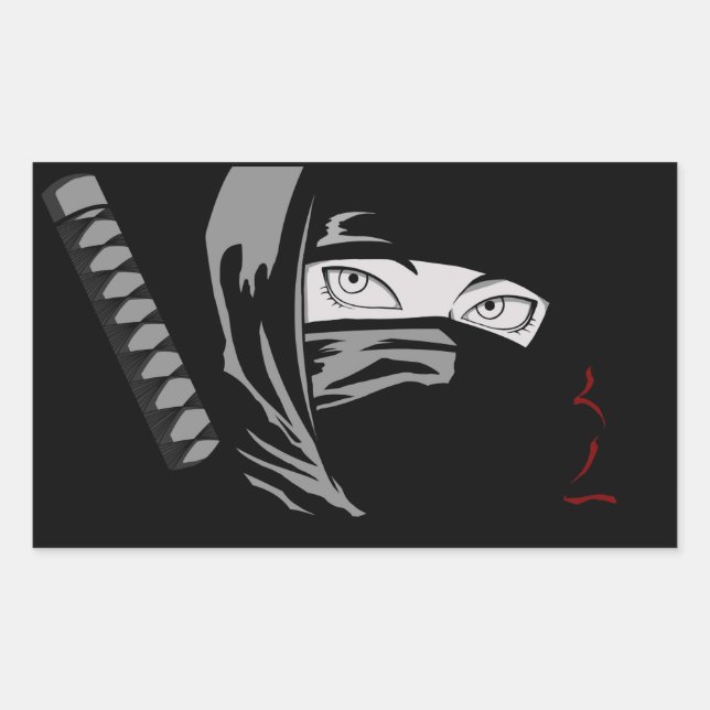 japanese ninja woman Kunoichi Rectangular Sticker (Front)