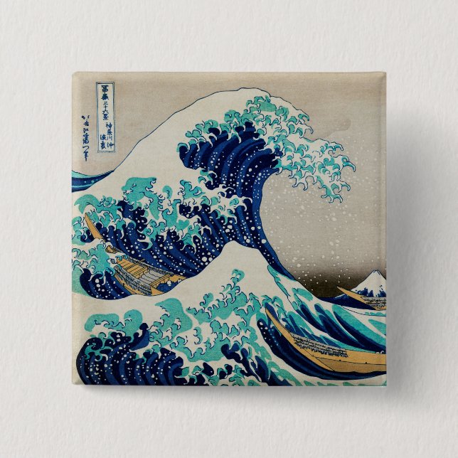 Japanese Ocean Waves Aesthetic Beach Waves Aesthet 15 Cm Square Badge (Front)