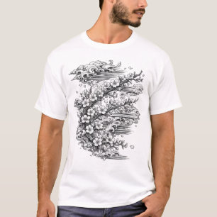 Japanese Ocean Waves & Sakura Irezumi Tattoo Men's T-Shirt