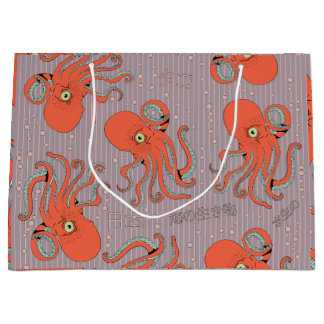 Japanese Octopus Pattern Large Gift Bag