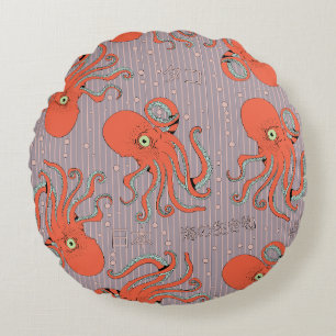 Japanese Octopus Pattern Round Cushion
