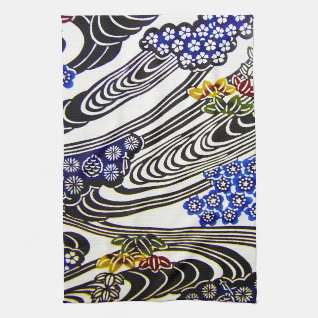 Japanese Okinawan Dye (Bingata) Tea Towel (Vertical)