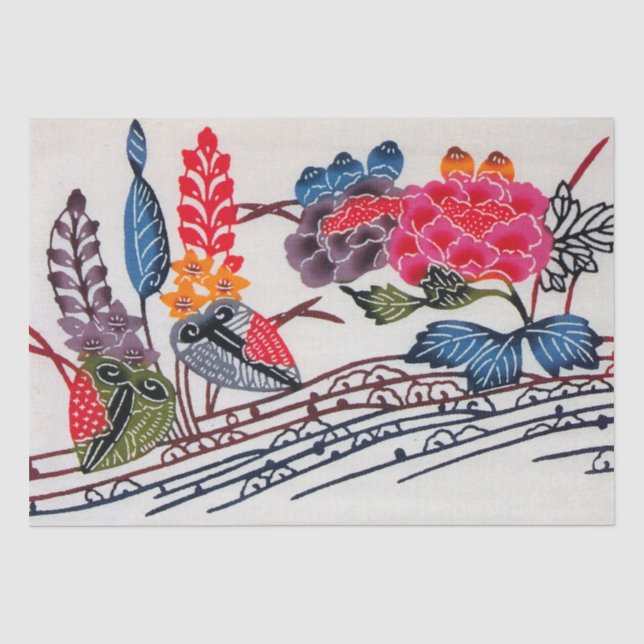 Japanese Okinawan Floral Pattern Tissue Paper (Front)