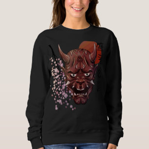 Japanese Oni Demon Mask Japanese Kanji Samurai Oni Sweatshirt