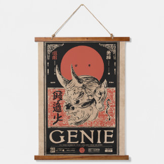 Japanese Oni Mask Art | Wabi Sabi Genie Design Hanging Tapestry