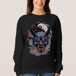 Japanese Oni Mask with Yin-Yang Asian Demon Sweatshirt