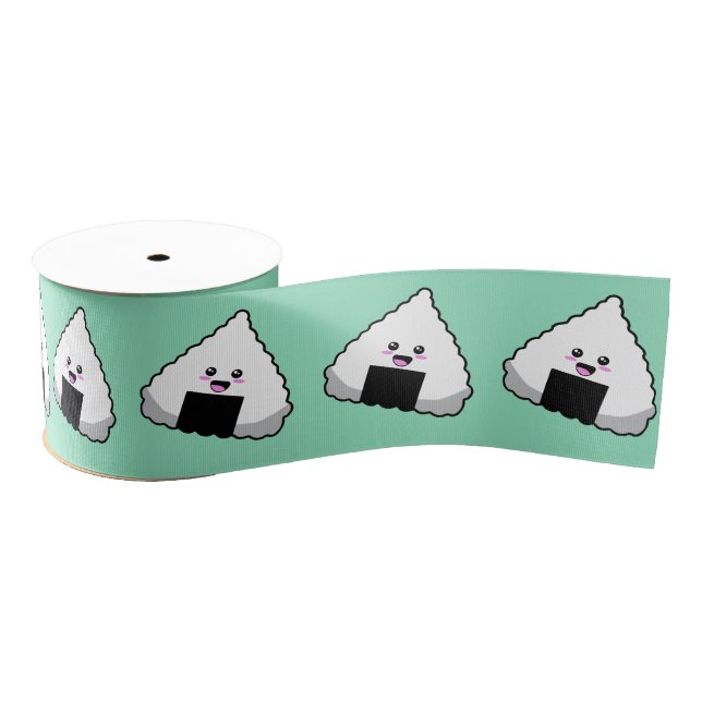 Japanese Onigiri Sushi Cute Kawaii Food Pattern Grosgrain Ribbon (Spool)