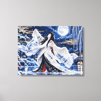 Japanese Onnagata Snow Moon Canvas Print