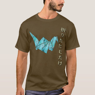 Japanese Origami Blue Crane Just Fold Japanese Ori T-Shirt