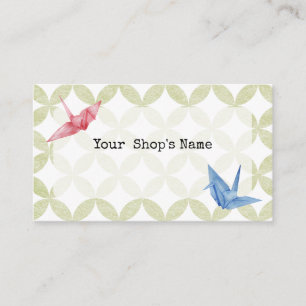 Japanese origami crane watercolor illustration business card