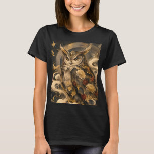 Japanese Owl Art Traditional Owl Guardian Design T-Shirt
