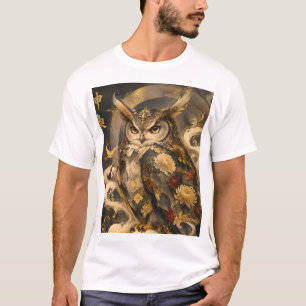Japanese Owl Art Traditional Owl Guardian Design T-Shirt