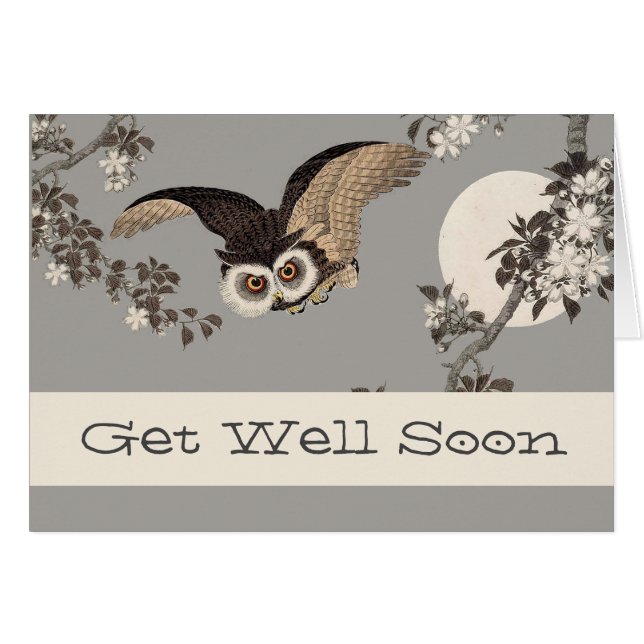 Japanese Owl Night Moon Woodcut Flying Night (Front Horizontal)