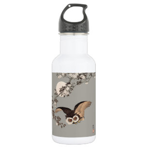 Japanese Owl Night Moon Woodcut Flying Night 532 Ml Water Bottle