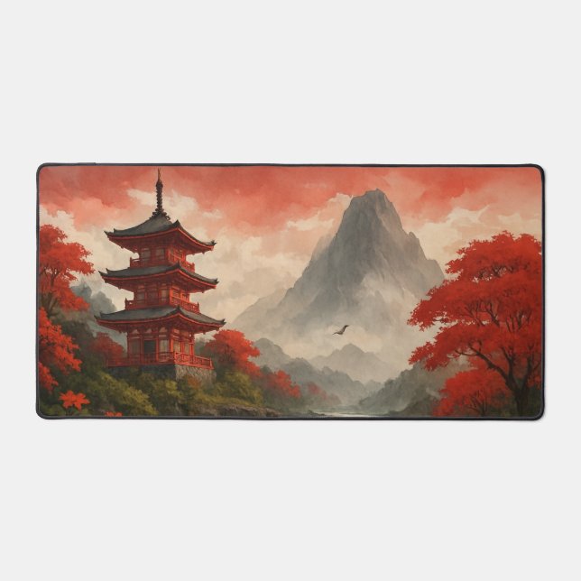 Japanese Pagoda Landscape Desk Mat (Front)